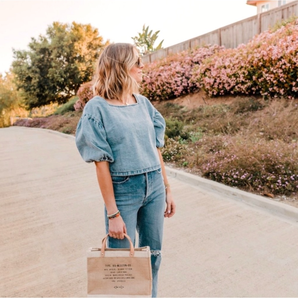 The Odells Everly Button Back Denim Top Xs